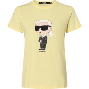 Żółty t-shirt Karl Lagerfeld z bawełny z krótkim rękawem w młodzieżowym stylu