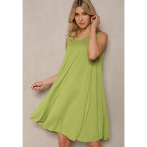 Zielona sukienka Renee z okrągłym dekoltem na ramiączkach oversize