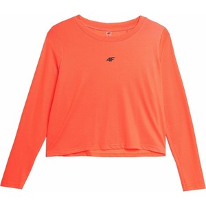 Pomarańczowa bluzka 4F z okrągłym dekoltem w sportowym stylu z długim rękawem