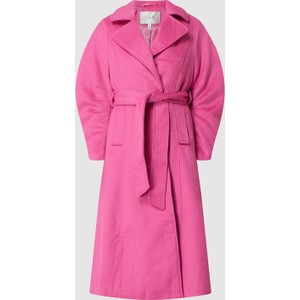 Różowy płaszcz YAS taliowana bez kaptura w stylu casual