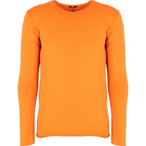 Pomarańczowa koszulka z długim rękawem ubierzsie.com z tkaniny w stylu casual