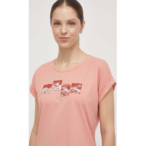 Różowy t-shirt Mammut z krótkim rękawem z bawełny