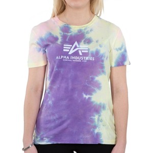 Fioletowy t-shirt Alpha Industries z krótkim rękawem z okrągłym dekoltem w młodzieżowym stylu