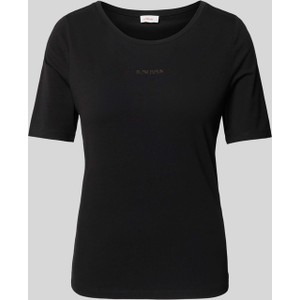 Czarny t-shirt S.Oliver z bawełny w stylu casual z krótkim rękawem