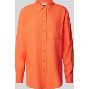 Pomarańczowa koszula Free/quent z lnu z kołnierzykiem