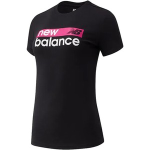 Czarna bluzka New Balance w sportowym stylu z okrągłym dekoltem