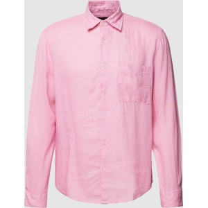 Różowa koszula Marc O'Polo w stylu casual z lnu z długim rękawem