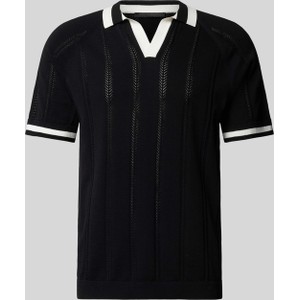 Czarna koszulka polo Drykorn z bawełny w stylu casual z krótkim rękawem