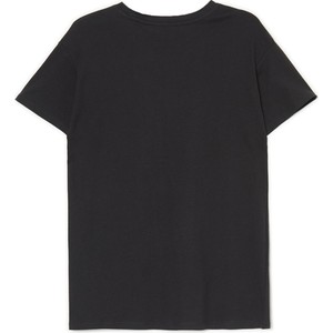Czarny t-shirt Cropp z dzianiny z nadrukiem z okrągłym dekoltem