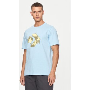 Niebieski t-shirt Converse w młodzieżowym stylu z krótkim rękawem