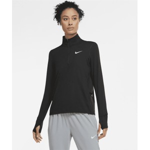 Czarna bluzka Nike w sportowym stylu z długim rękawem z okrągłym dekoltem