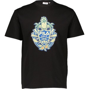 Czarny t-shirt Fila w młodzieżowym stylu z nadrukiem z krótkim rękawem