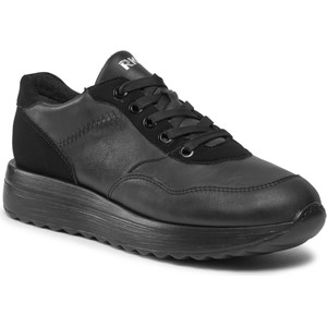Czarne buty sportowe Ryłko sznurowane w sportowym stylu na platformie