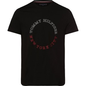 Czarny t-shirt Tommy Hilfiger z nadrukiem w młodzieżowym stylu z bawełny