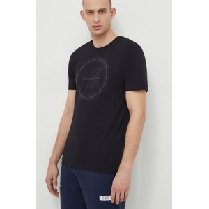 Czarny t-shirt Emporio Armani w młodzieżowym stylu z bawełny