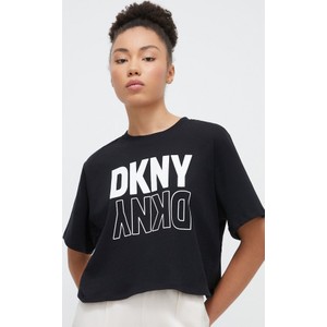 Czarna bluzka DKNY z krótkim rękawem