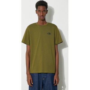 Zielony t-shirt The North Face z nadrukiem z krótkim rękawem w stylu casual