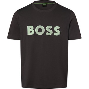 Czarny t-shirt Hugo Boss z krótkim rękawem z nadrukiem
