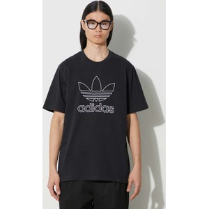 Czarny t-shirt Adidas Originals w sportowym stylu z nadrukiem z bawełny