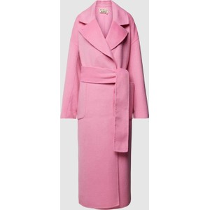 Różowy płaszcz Stella Nova w stylu casual długi