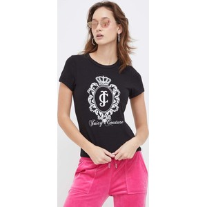 Czarny t-shirt Juicy Couture z krótkim rękawem z okrągłym dekoltem