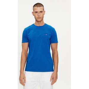 Niebieski t-shirt Napapijri w sportowym stylu z krótkim rękawem