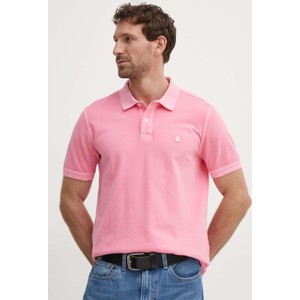 Różowa koszulka polo United Colors Of Benetton z krótkim rękawem z bawełny w stylu casual