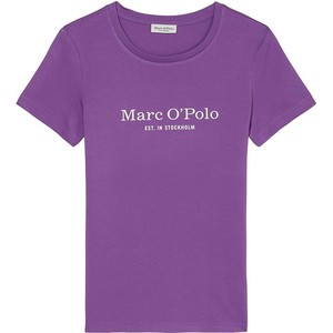 Fioletowy t-shirt Marc O'Polo w młodzieżowym stylu z okrągłym dekoltem