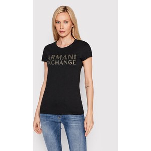 Czarny t-shirt Armani Exchange z okrągłym dekoltem