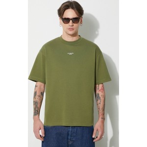 Zielony t-shirt Drôle De Monsieur z bawełny z nadrukiem w stylu casual