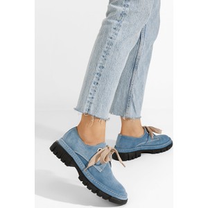 Niebieskie półbuty Zapatos z płaską podeszwą sznurowane