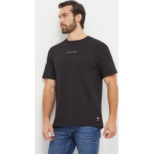 Czarny t-shirt Tommy Jeans z krótkim rękawem z bawełny