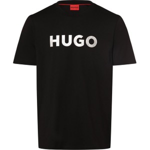 Czarny t-shirt Hugo Boss z krótkim rękawem z nadrukiem z bawełny