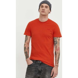 Czerwony t-shirt Superdry z krótkim rękawem z bawełny