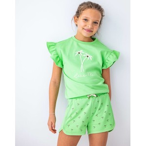 Zielona bluzka dziecięca Like Flo dla dziewczynek z bawełny