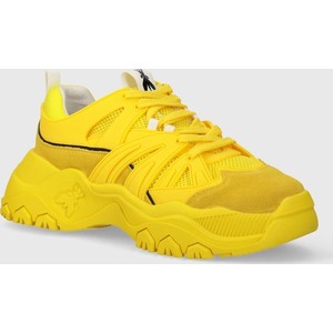Żółte buty sportowe Patrizia Pepe w sportowym stylu sznurowane na platformie