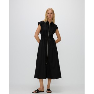 Czarna sukienka Reserved z bawełny midi z krótkim rękawem