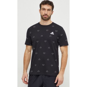 Czarny t-shirt Adidas z krótkim rękawem z nadrukiem