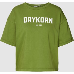 Zielony t-shirt Drykorn z okrągłym dekoltem z krótkim rękawem