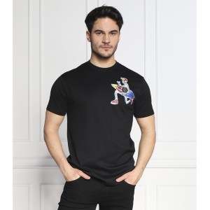 Czarny t-shirt Philipp Plein z nadrukiem w młodzieżowym stylu z krótkim rękawem