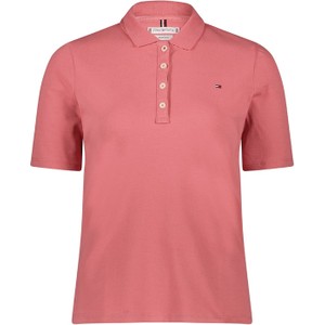 Różowa bluzka Tommy Hilfiger z dekoltem w kształcie litery v w stylu casual
