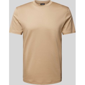 Brązowy t-shirt Strellson z krótkim rękawem z bawełny w stylu casual