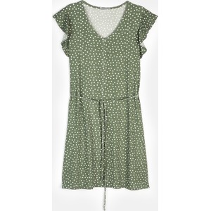 Zielona sukienka Gate z dekoltem w kształcie litery v mini z krótkim rękawem