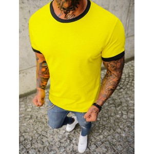Żółty t-shirt Ozonee z krótkim rękawem w stylu casual