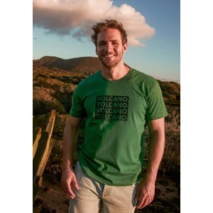 Zielony t-shirt Volcano w młodzieżowym stylu z krótkim rękawem z bawełny