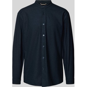 Granatowa koszula Hugo Boss z długim rękawem w stylu casual ze stójką