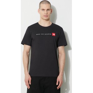 Czarny t-shirt The North Face w sportowym stylu z bawełny z nadrukiem