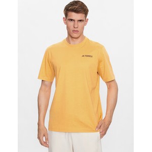 Żółty t-shirt Adidas z krótkim rękawem