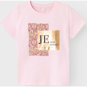 Różowa bluzka dziecięca Name it dla dziewczynek z bawełny
