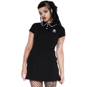 Czarna sukienka Metal-shop mini z krótkim rękawem